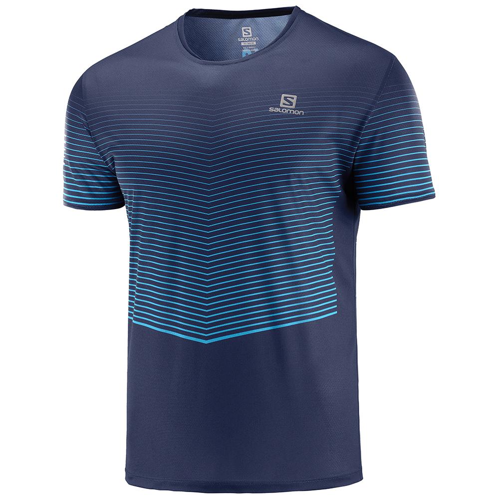 Salomon Israel SENSE M - Mens T shirts - Navy (CAQS-60783)